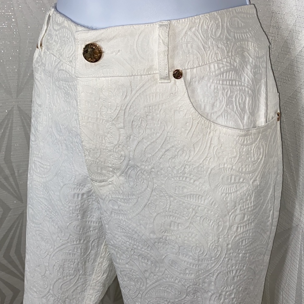 Elegant Cropped White Women's Jeans, Sz 10
